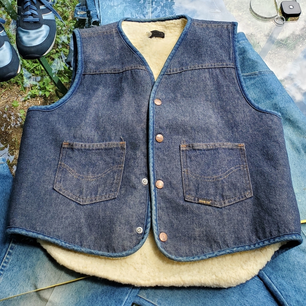 VTG Genuine Roebucks Denim Vest, Fleece Lined